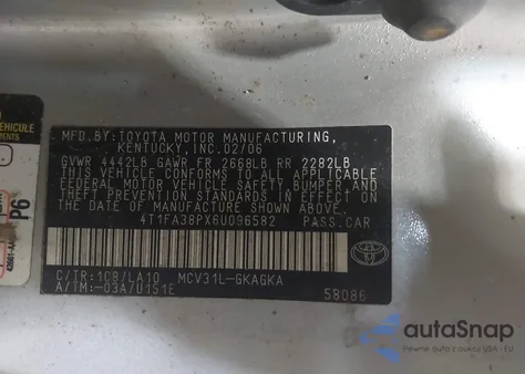 2006 Toyota Camry Solara Sle from USA, damaged, VIN 4T1FA38PX6U096582